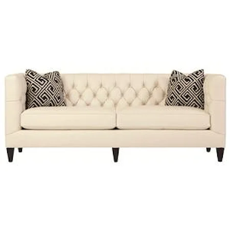 Transitional Styled Beckett Leather Sofa in Tuxedo Sofa Style